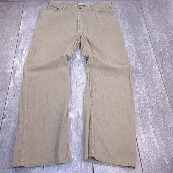GAP Pants Mens 36x31 Brown Tan Corduroy Relaxed Bootcut Wide Leg Mid Rise Y2K - Picture 2 of 9